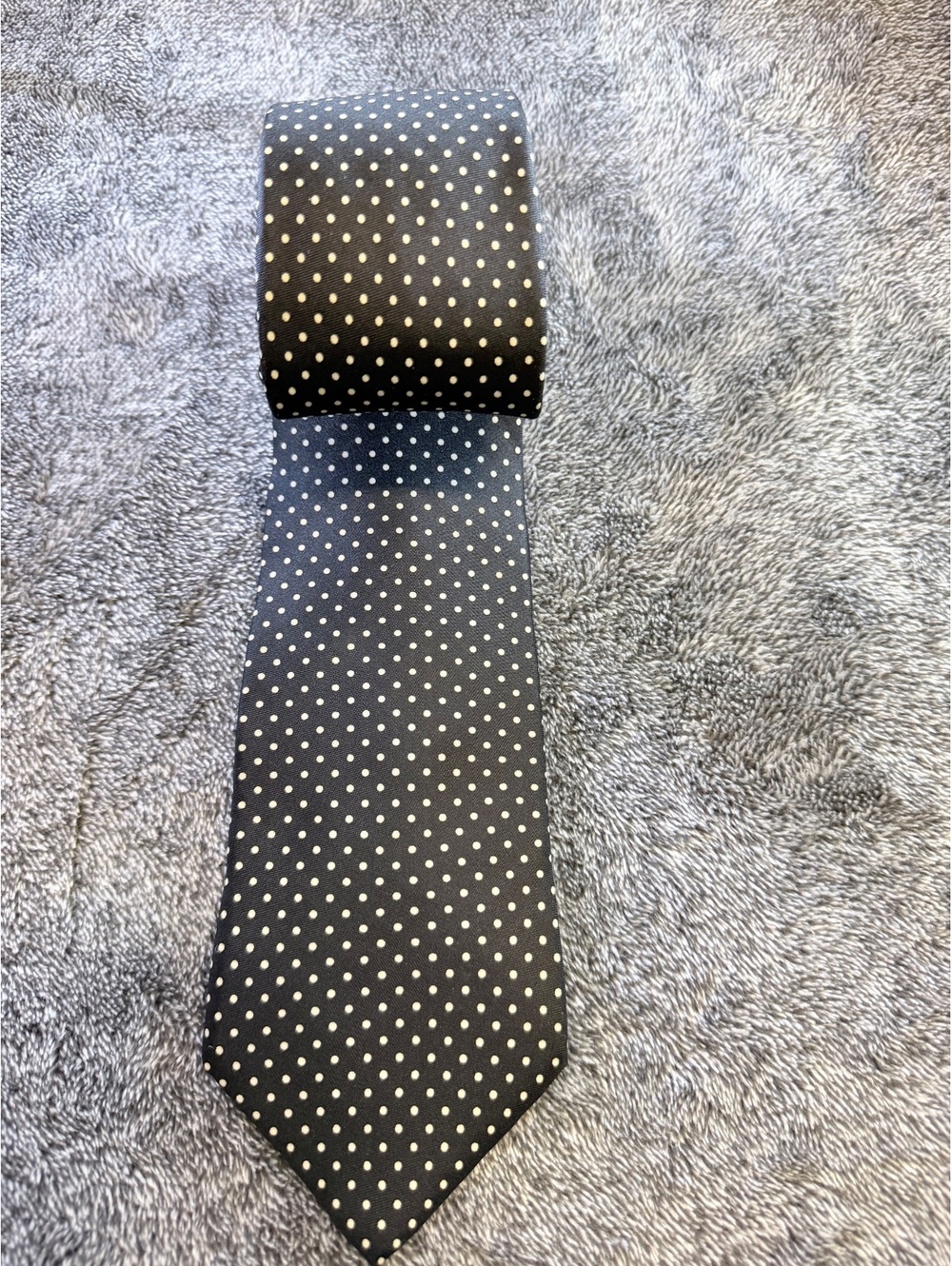Pauline Trigère Black Polka Dot Silk Tie - Extra Long